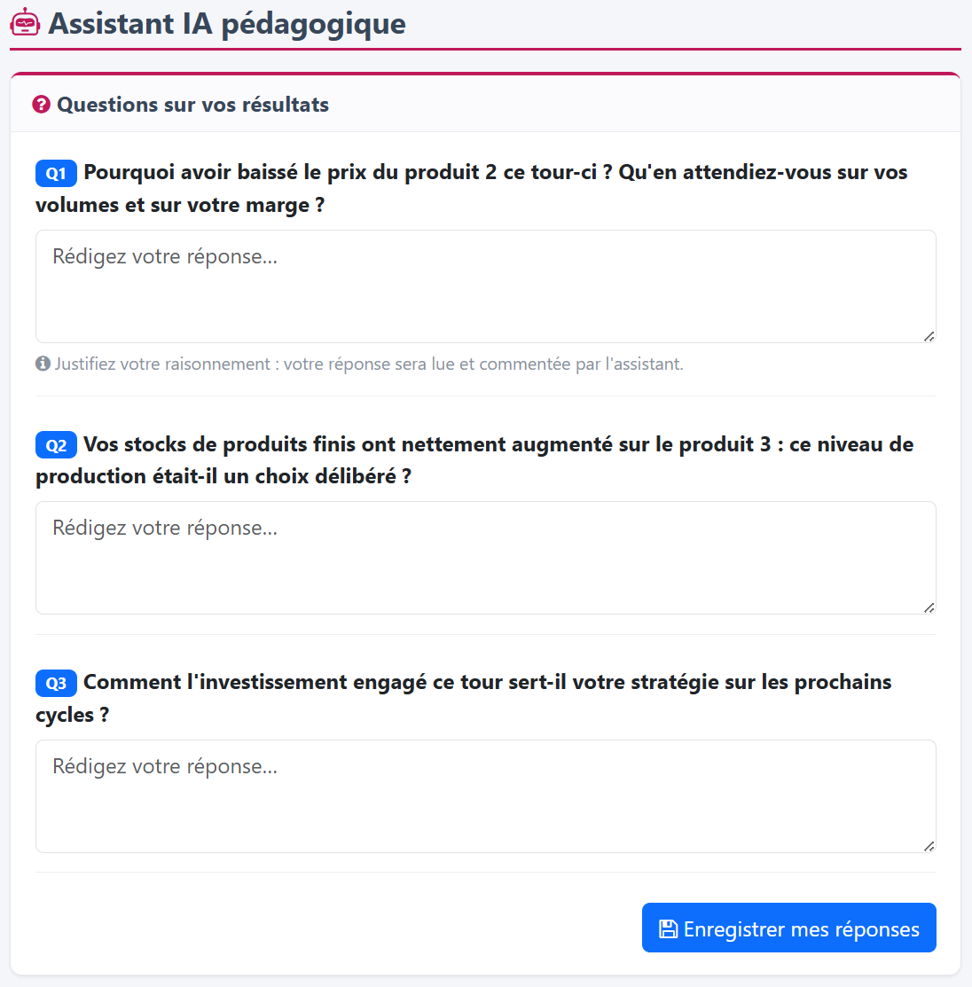Des questions automatisées